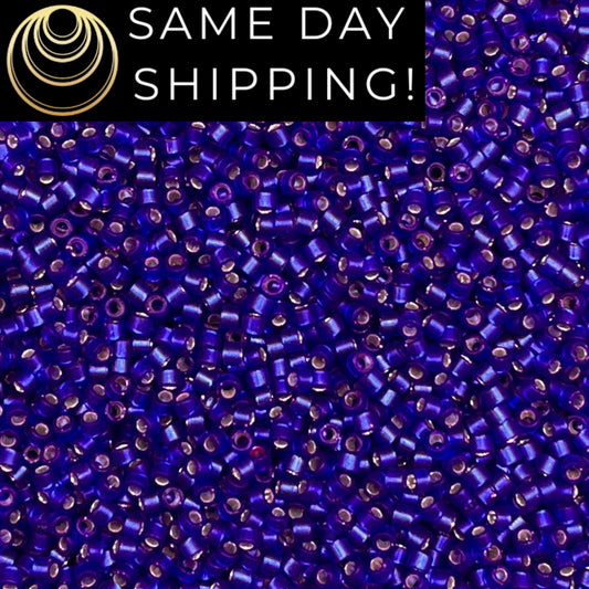DB0696 11/0 Miyuki Delica Beads Dyed Semi-Matte Silver Lined Dark Blue Violet