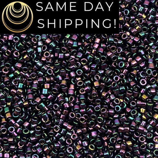 DB004 SAME DAY SHIPPING! 1-20 Grams Miyuki 11/0 Delica Beads Dark Plum Iris-Free Container!