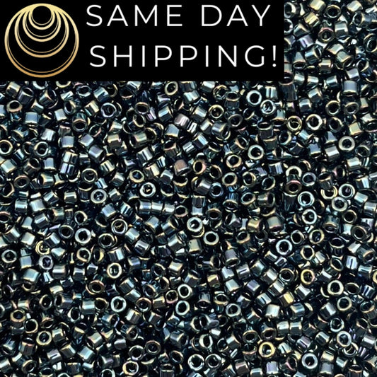 DB006 SAME DAY SHIPPING! 1-20 Grams Miyuki 11/0 Delica Beads Gunmetal Iris-Free Container!