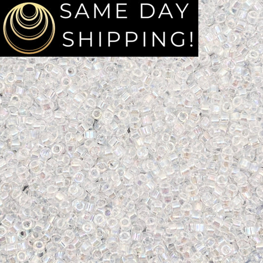 DB051 SAME DAY Shipping! 1-20 Grams Miyuki 11/0 Delica Beads Crystal AB Rainbow -Free Container!