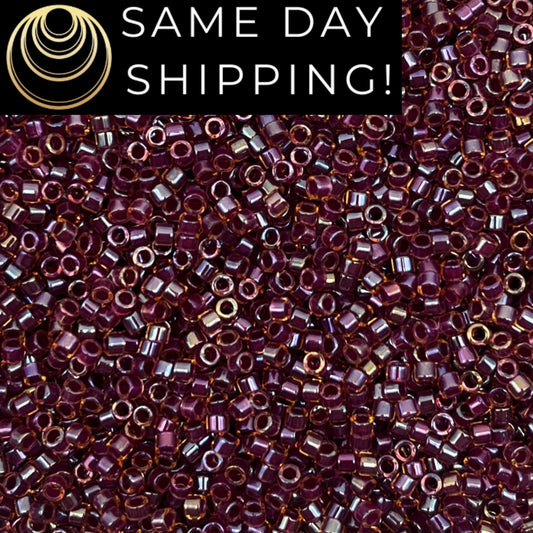DB061 SAME DAY SHIPPING! 1-20 Grams Miyuki 11/0 Delica Beads Wine Lined Light Topaz Luster -Free Container!
