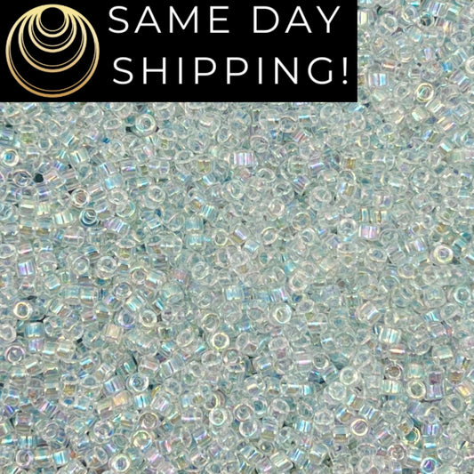 DB083 SAME DAY Shipping! 1-20 Grams Miyuki 11/0 Delica Beads Transparent Pale Aqua Blue AB -Free Container!