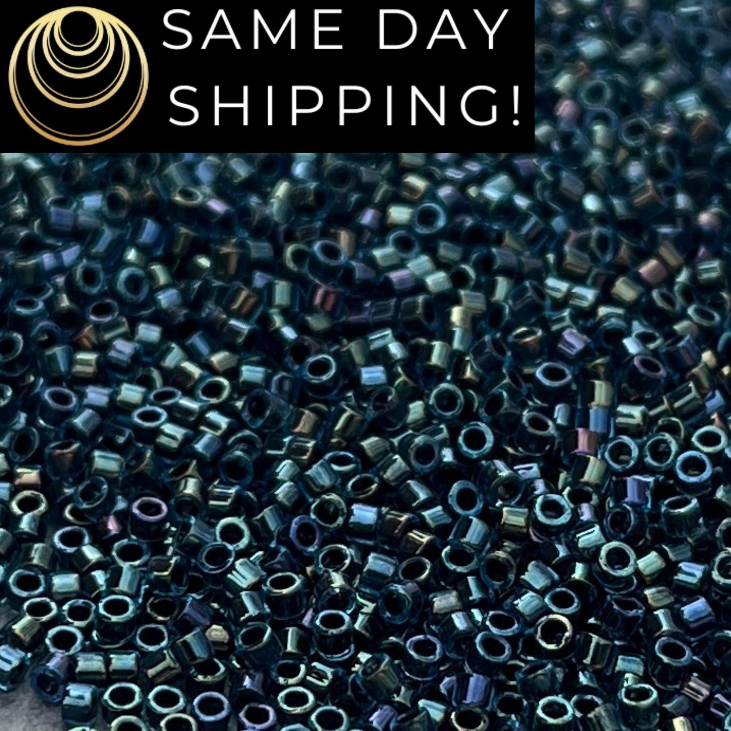 DB0286 11/0 Miyuki Delica Beads Midnight Blue Lined Aqua