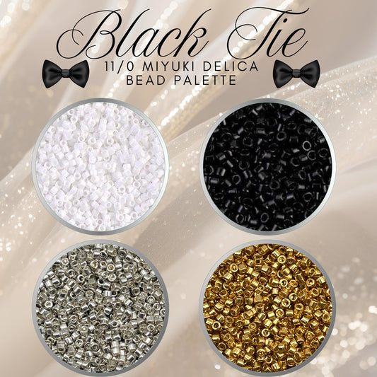 Miyuki 11/0 Delica Bead Black Tie Palette DB200, DB035, DB1832, DB010