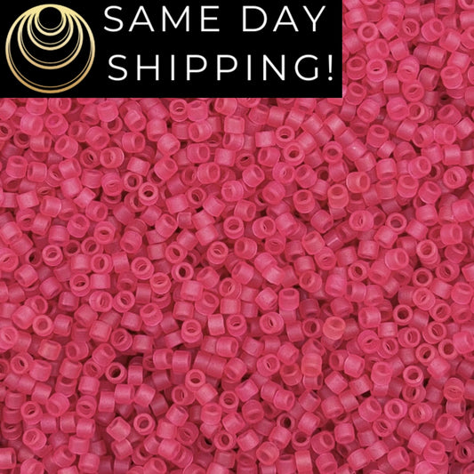 DB778 SAME DAY SHIPPING! 1-20 Grams Miyuki 11/0 Delica Beads Dyed Semi-Matte Transparent Dark Rose Pink-Free Container!