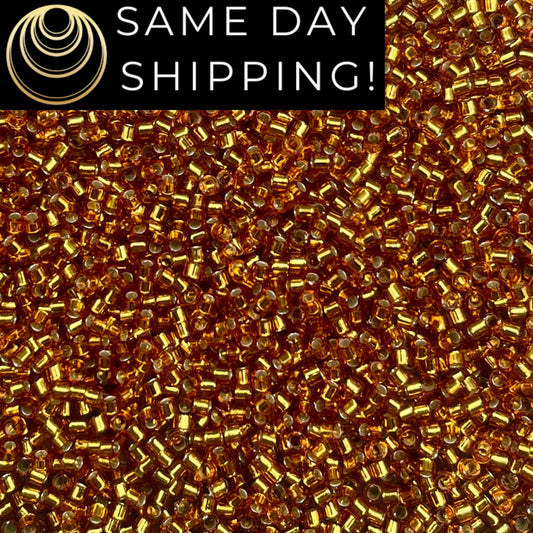 DB1201 SAME DAY SHIPPING! 1-20 Grams Miyuki 11/0 Delica Beads Silver Lined Marigold-Free Container!