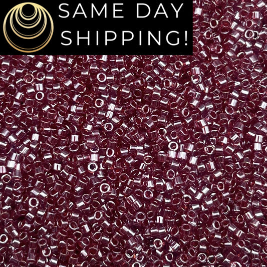 DB1222 SAME DAY SHIPPING! 1-20 Grams Miyuki 11/0 Delica Beads Transparent Dark Cranberry Luster -Free Container!
