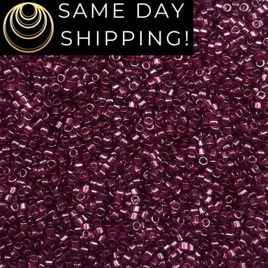 DB1312 SAME DAY SHIPPING! 1-20 Grams Miyuki 11/0 Delica Beads Dyed Transparent Wine  -Free Container!