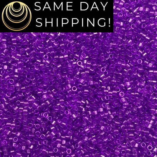 DB1315 SAME DAY SHIPPING! 1-20 Grams Miyuki 11/0 Delica Beads Dyed Transparent Red Violet  -Free Container!