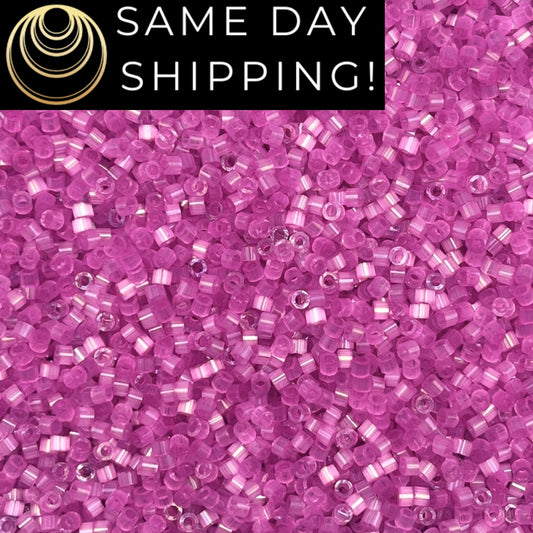 DB1808 SAME DAY SHIPPING! 1-20 Grams Miyuki 11/0 Delica Beads Dyed Fuchsia Silk Satin -Free Container!