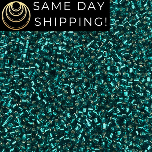 DB1208 SAME DAY SHIPPING! 1-20 Grams Miyuki 11/0 Delica Beads Silver Lined Caribbean Teal -Free Container!