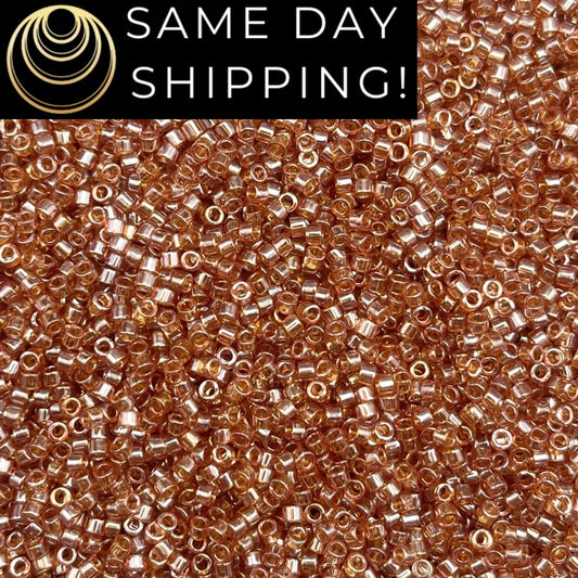 DB1221 SAME DAY SHIPPING! 1-20 Grams Miyuki 11/0 Delica Beads Transparent Marigold Luster -Free Container!