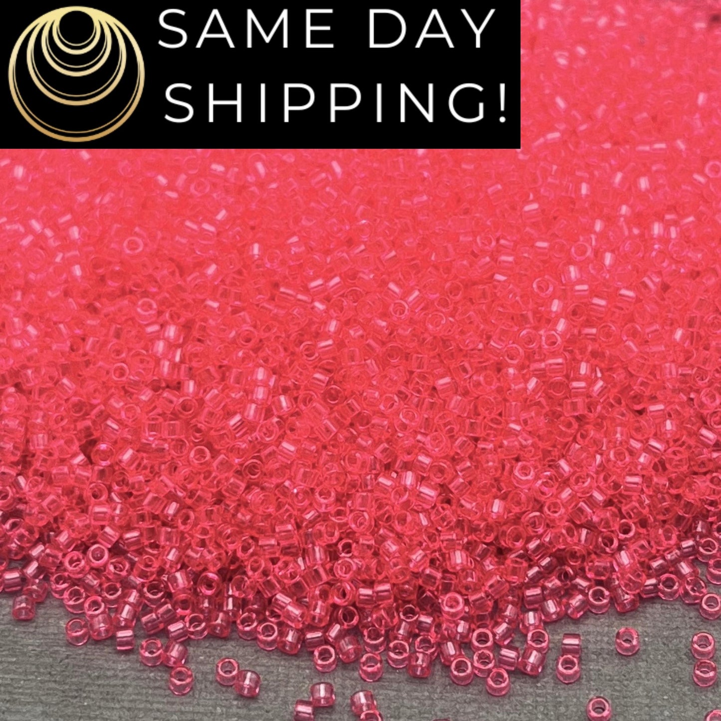 DB1308 SAME DAY SHIPPING! 1-20 Grams Miyuki 11/0 Delica Beads Dyed Transparent Bubble Gum Pink  -Free Container!