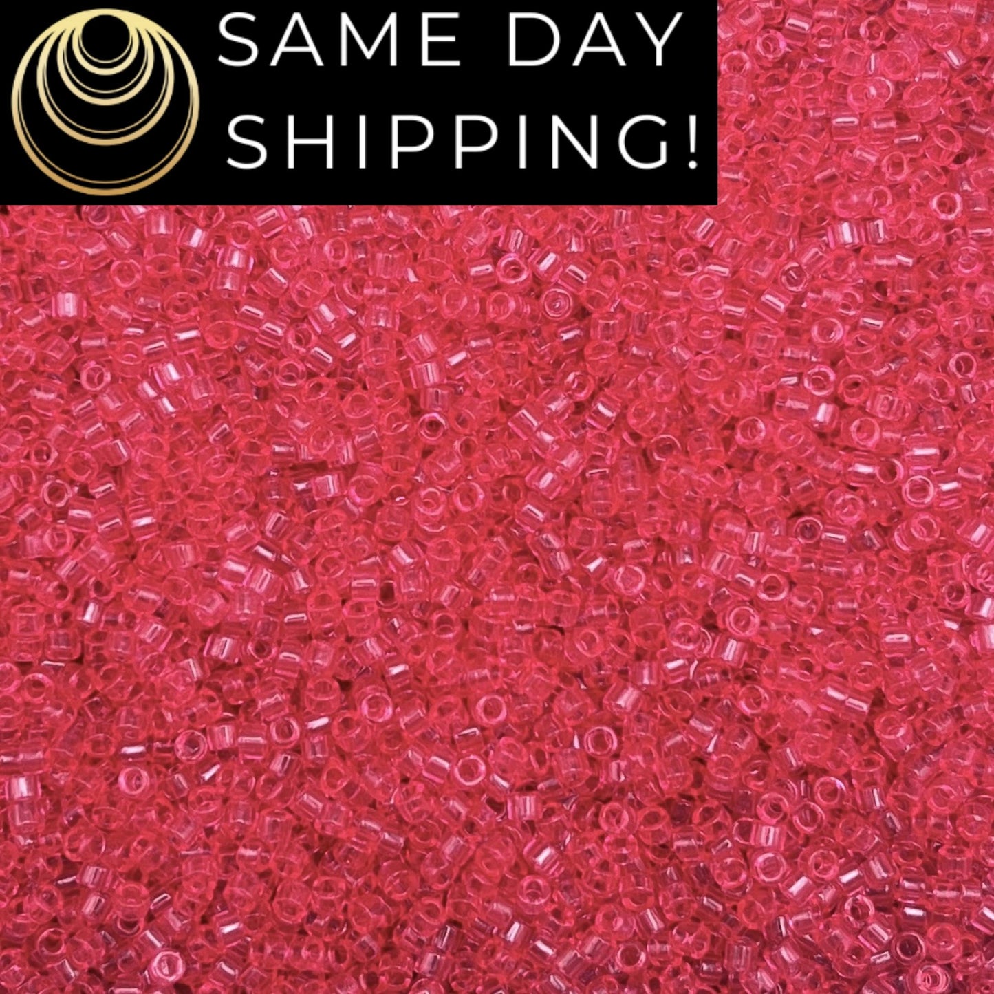 DB1308 SAME DAY SHIPPING! 1-20 Grams Miyuki 11/0 Delica Beads Dyed Transparent Bubble Gum Pink  -Free Container!