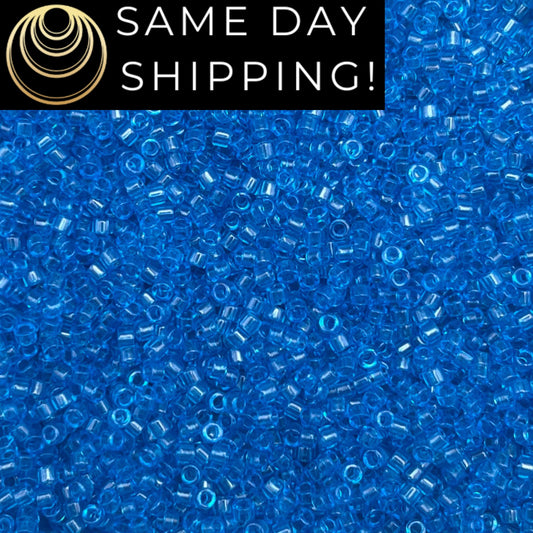 DB1318 SAME DAY SHIPPING! 1-20 Grams Miyuki 11/0 Delica Beads Dyed Transparent Capri Blue  -Free Container!