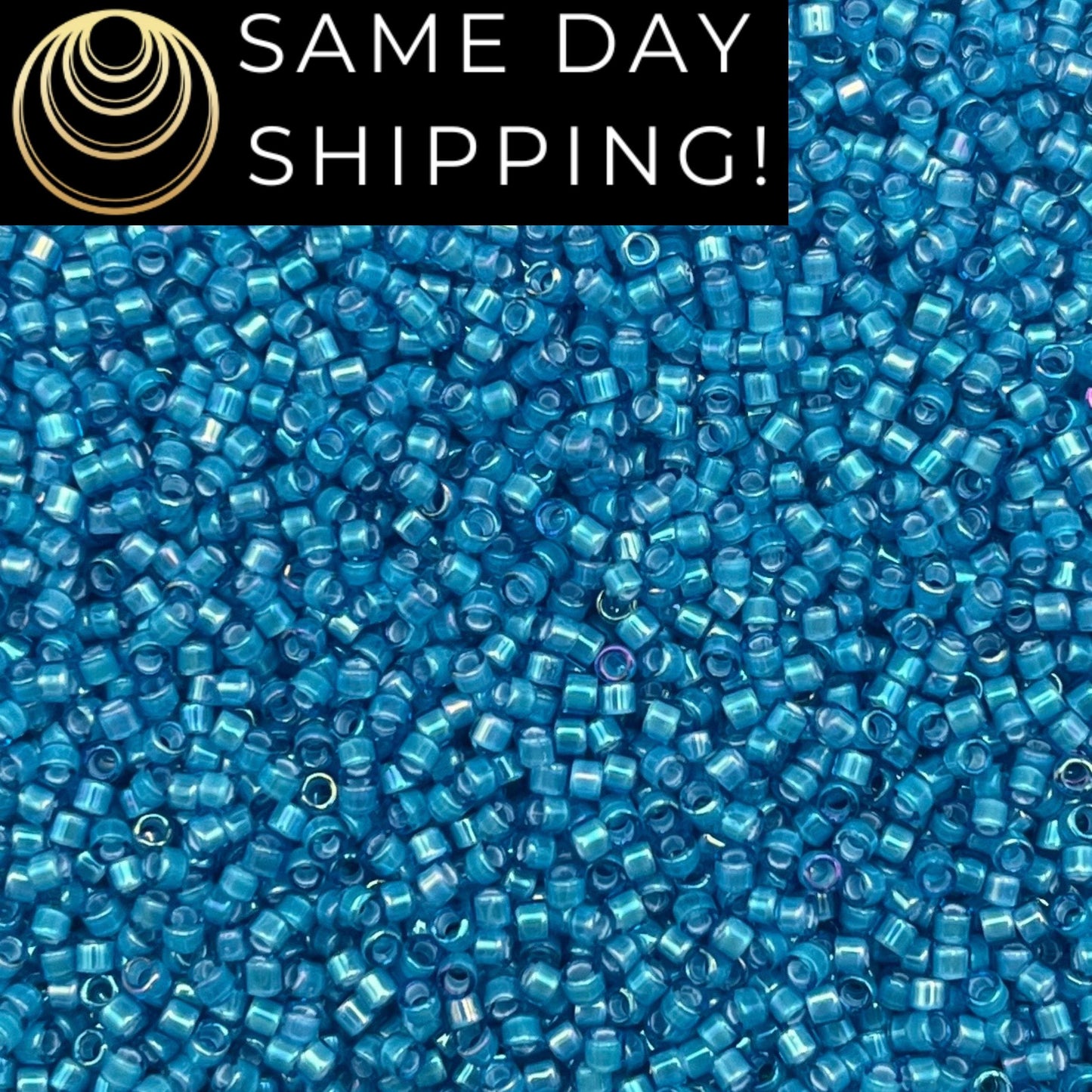 DB1783 SAME Day SHIPPING! 1-20 Grams Miyuki 11/0 Delica Beads White Lined Capri Blue AB -Free Container!