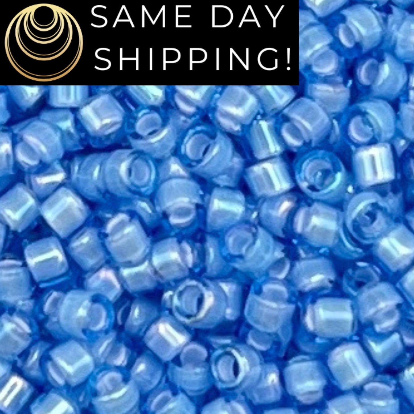 DB1784 SAME Day SHIPPING! 1-20 Grams Miyuki 11/0 Delica Beads White Lined Sapphire Blue AB -Free Container!
