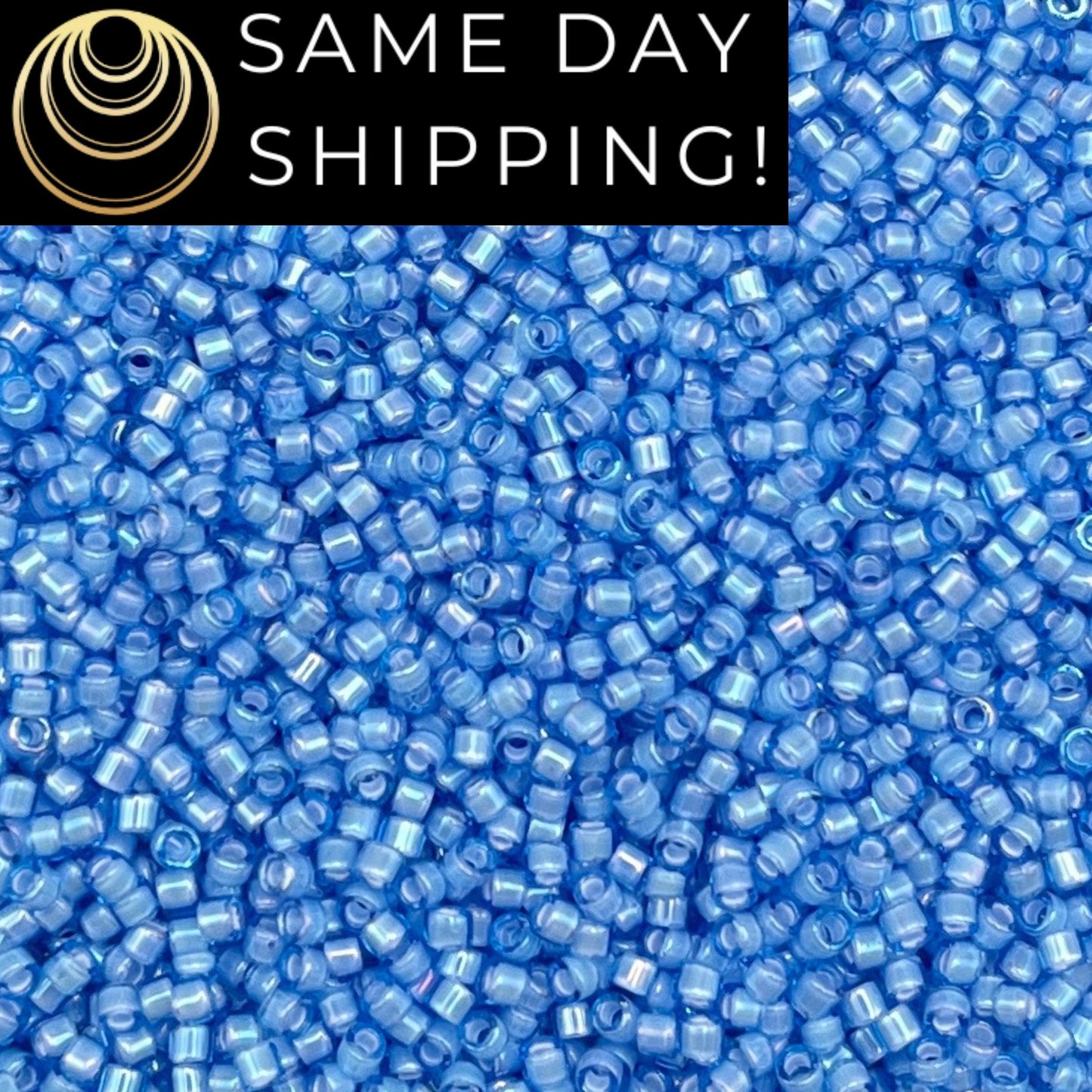DB1784 SAME Day SHIPPING! 1-20 Grams Miyuki 11/0 Delica Beads White Lined Sapphire Blue AB -Free Container!