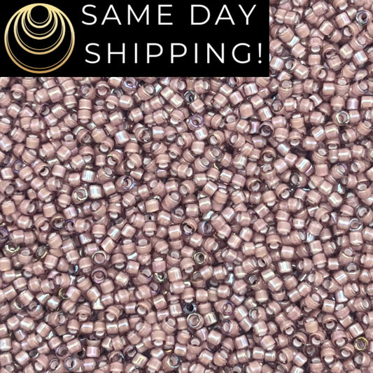 DB1791 SAME Day SHIPPING! 1-20 Grams Miyuki 11/0 Delica Beads White Lined Smoky Amethyst AB -Free Container!