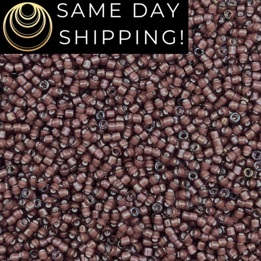 DB1792 SAME Day SHIPPING! 1-20 Grams Miyuki 11/0 Delica Beads White Lined Dark Smoky Amethyst AB -Free Container!