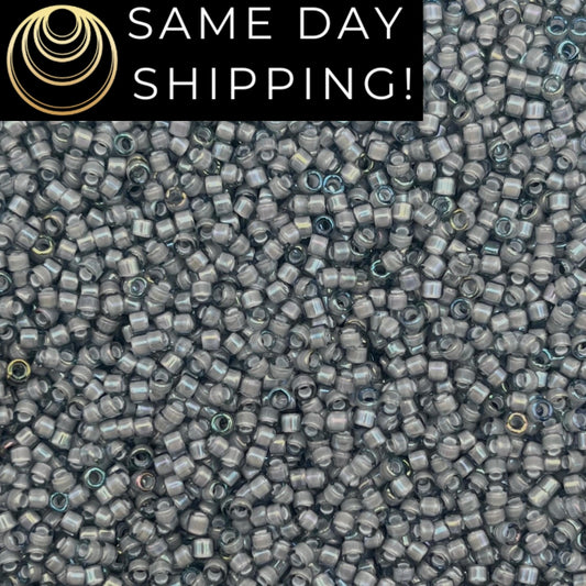 DB1793 SAME Day SHIPPING! 1-20 Grams Miyuki 11/0 Delica Beads White Lined Gray AB-Free Container!
