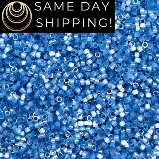 DB1811 SAME DAY SHIPPING! 1-20 Grams Miyuki 11/0 Delica Beads Dyed Dusk Blue Silk Satin -Free Container!