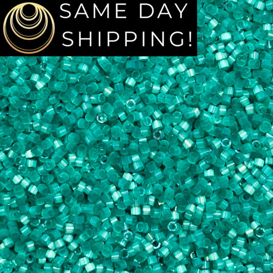 DB1813 SAME DAY SHIPPING! 1-20 Grams Miyuki 11/0 Delica Beads Dyed Aqua Green Silk Satin -Free Container!