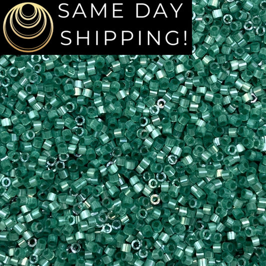 DB1814 SAME DAY SHIPPING! 1-20 Grams Miyuki 11/0 Delica Beads Dyed Emerald Green Silk Satin -Free Container!