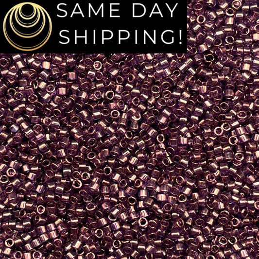 DB117 SAME DAY SHIPPING! 1-20 Grams Miyuki 11/0 Delica Beads Violet Gold Luster -Free Container!