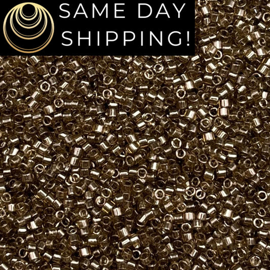 DB123 SAME DAY SHIPPING! 1-20 Grams Miyuki 11/0 Delica Beads Transparent Smoky Olive Luster-Free Container!