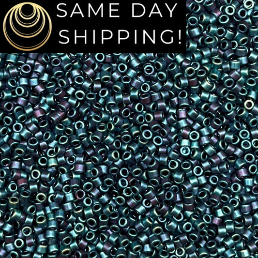 DB325 SAME DAY SHIPPING! 1-20 Grams Miyuki 11/0 Delica Beads Matte Metallic Blue Iris-Free Container!