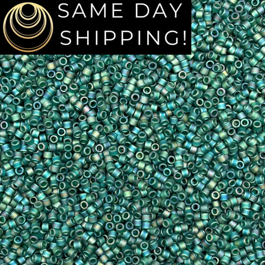 DB859 SAME DAY Shipping! 1-20 Grams Miyuki 11/0 Delica Beads Matte Transparent Dark Emerald Green AB-Free Container!