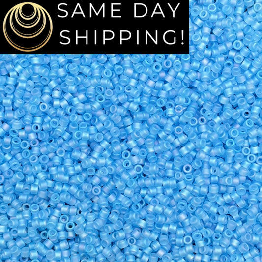 DB861 SAME DAY Shipping! 1-20 Grams Miyuki 11/0 Delica Beads Matte Transparent Aqua Blue AB-Free Container!