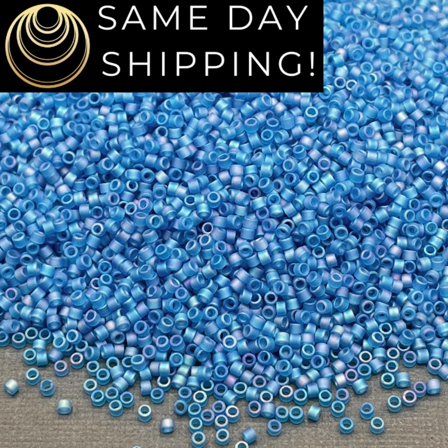 DB862 SAME DAY Shipping! 1-20 Grams Miyuki 11/0 Delica Beads Matte Transparent Capri Blue AB-Free Container!