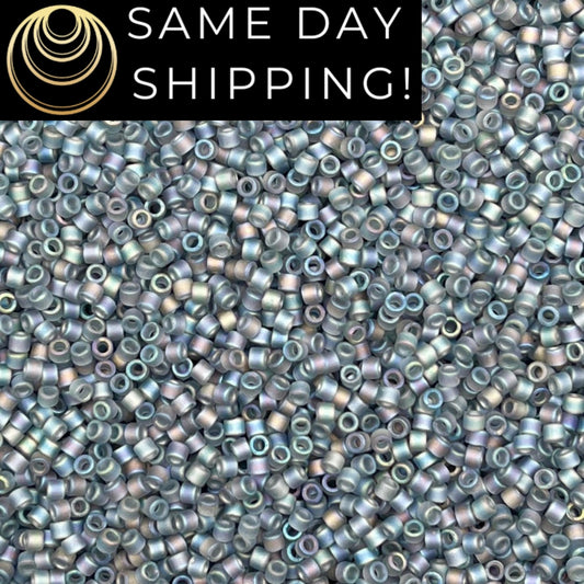 DB863 SAME DAY Shipping! 1-20 Grams Miyuki 11/0 Delica Beads Matte Transparent Gray AB-Free Container!