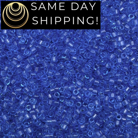 DB1110 SAME DAY SHIPPING! 1-20 Grams Miyuki 11/0 Delica Beads Transparent Azure Blue -Free Container!