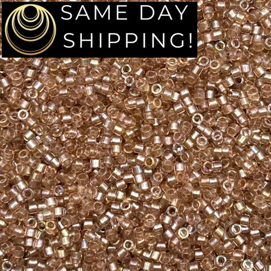 DB2373 SAME DAY SHIPPING! 1-20 Grams Miyuki 11/0 Delica Beads Inside Dyed Blush  -Free Container!