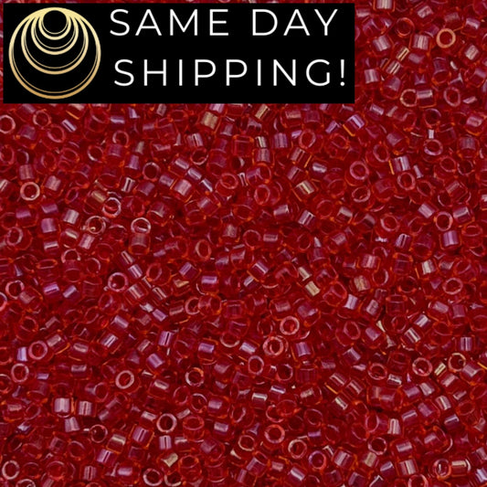 DB2374 SAME DAY SHIPPING! 1-20 Grams Miyuki 11/0 Delica Beads Inside Dyed Scarlet  -Free Container!