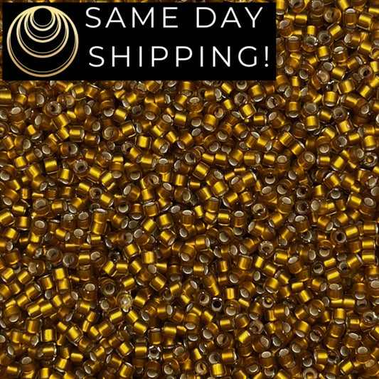 DB1681 SAME DAY SHIPPING! 1-20 Grams Miyuki 11/0 Delica Beads Silver Lined Glazed Dark Saffron-Free Container!