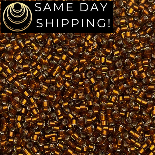 DB1682 SAME DAY SHIPPING! 1-20 Grams Miyuki 11/0 Delica Beads Silver Lined Glazed Dark Honey-Free Container!