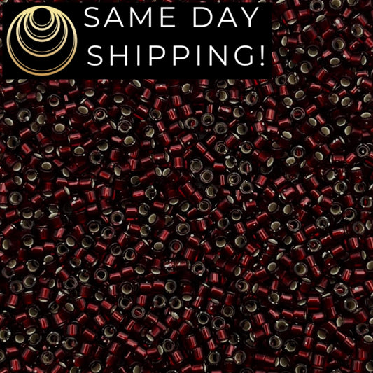 DB1685 SAME DAY SHIPPING! 1-20 Grams Miyuki 11/0 Delica Beads Silver Lined Glazed Dark Cranberry-Free Container!