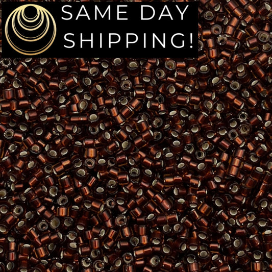 DB1684 SAME DAY SHIPPING! 1-20 Grams Miyuki 11/0 Delica Beads Silver Lined Glazed Dark Root Beer-Free Container!