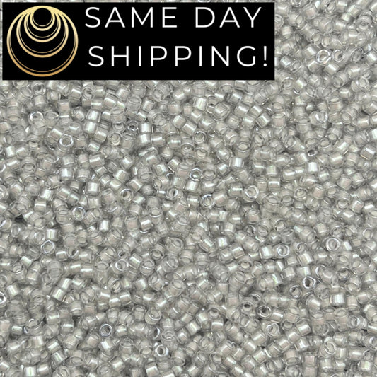 DB1711 SAME DAY SHIPPING! 1-20 Grams Miyuki 11/0 Delica Beads Pearl Lined Gray Mist-Free Container!