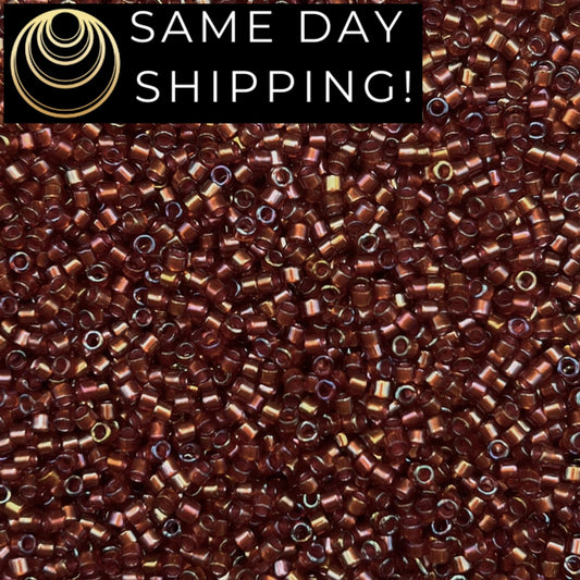 DB1750 SAME DAY Shipping! 1-20 Grams Miyuki 11/0 Delica Beads Sparkling Beige Lined Root Beer AB -Free Container!