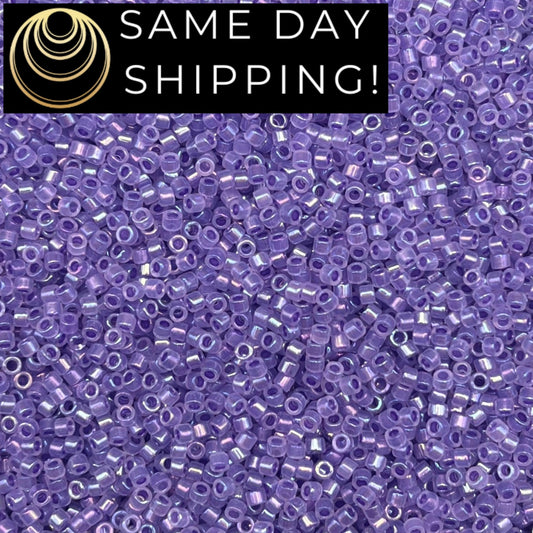 DB1753 SAME DAY Shipping! 1-20 Grams Miyuki 11/0 Delica Beads Sparkling Purple Lined Opal AB -Free Container!