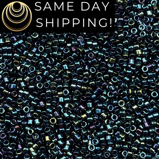 DB002 SAME DAY SHIPPING! 1-20 Grams Miyuki 11/0 Delica Beads Dark Blue Iris -Free Container!