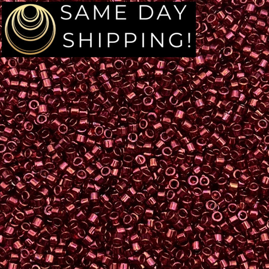 DB116 SAME DAY SHIPPING! 1-20 Grams Miyuki 11/0 Delica Beads Wine Gold Luster  -Free Container!