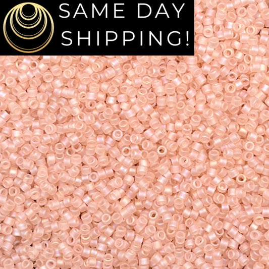 DB868 SAME DAY Shipping! 1-20 Grams Miyuki 11/0 Delica Beads Matte Transparent Pink Mist AB-Free Container!