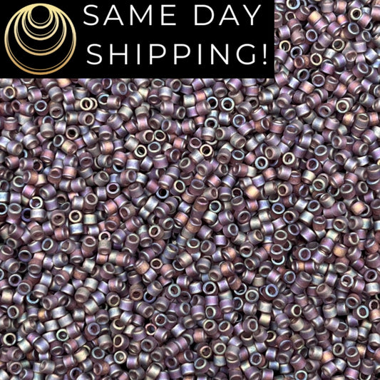 DB869 SAME DAY Shipping! 1-20 Grams Miyuki 11/0 Delica Beads Matte Transparent Mauve AB-Free Container!
