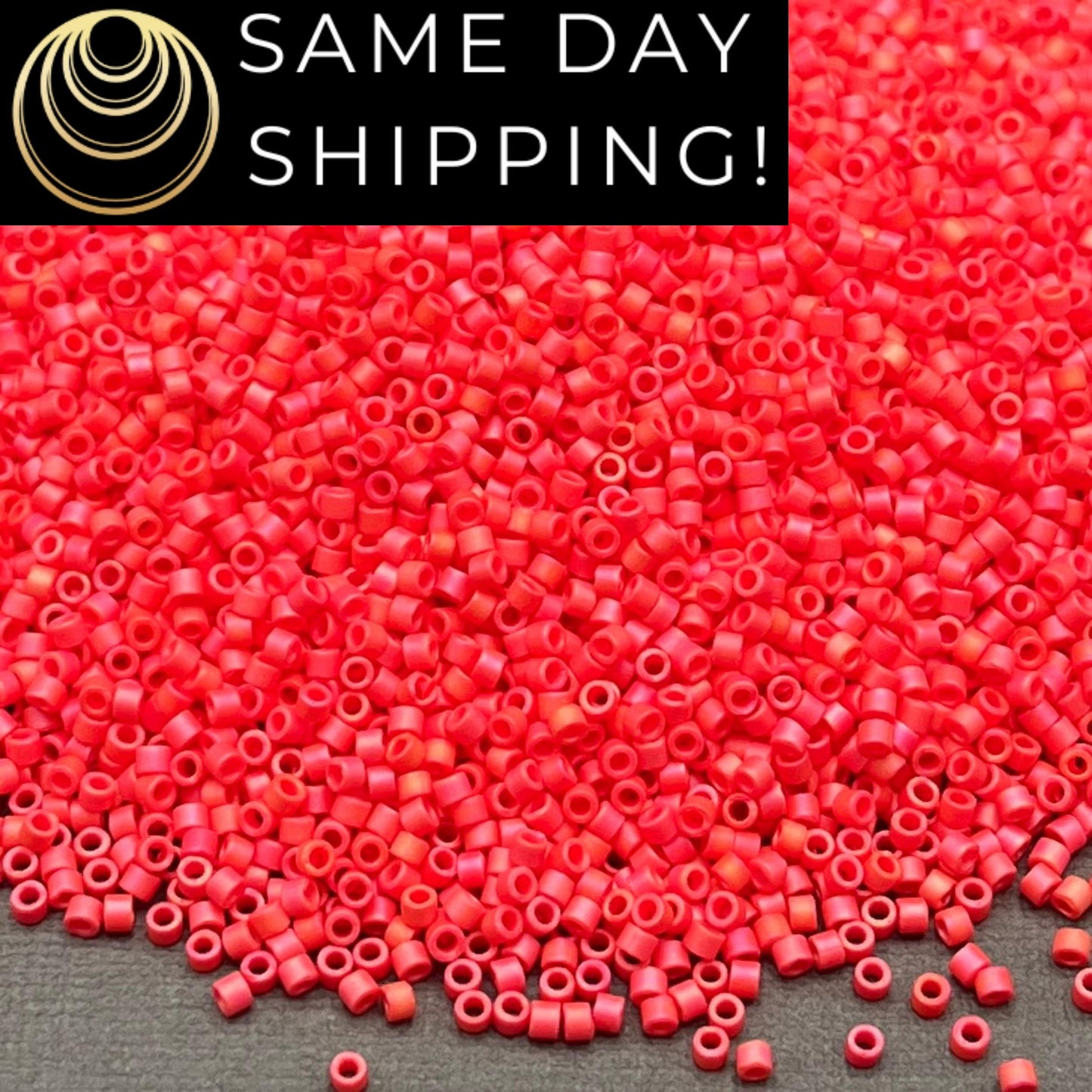 DB873 SAME DAY Shipping! 1-20 Grams Miyuki 11/0 Delica Beads Opaque Matte Vermillion Red AB  -Free Container!